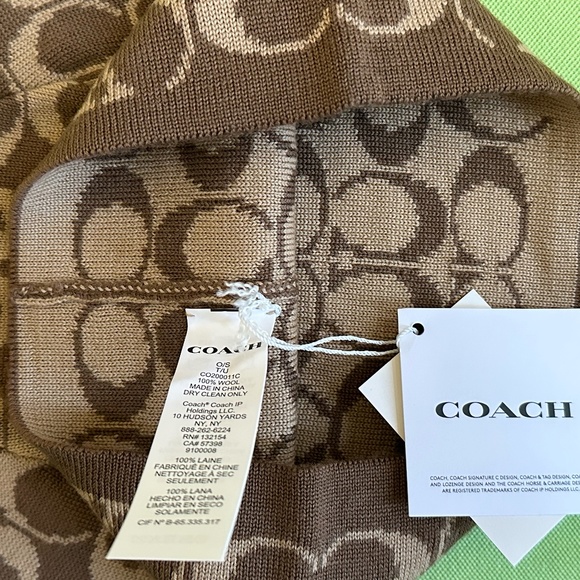 COACH SIGNATURE KNIT BEANIE:NWT KHAKI - Picture 6 of 10